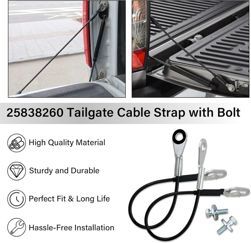 ROOTMUTIFY 25838260 Tailgate Cable Strap with Bolt, Tailgate Parts, Fit for 2007-2016 Chevy Silverado GMC Sierra 1500 2500HD 3500HD, Replace 25838261 11609938 (2 Pcs) - Image 5
